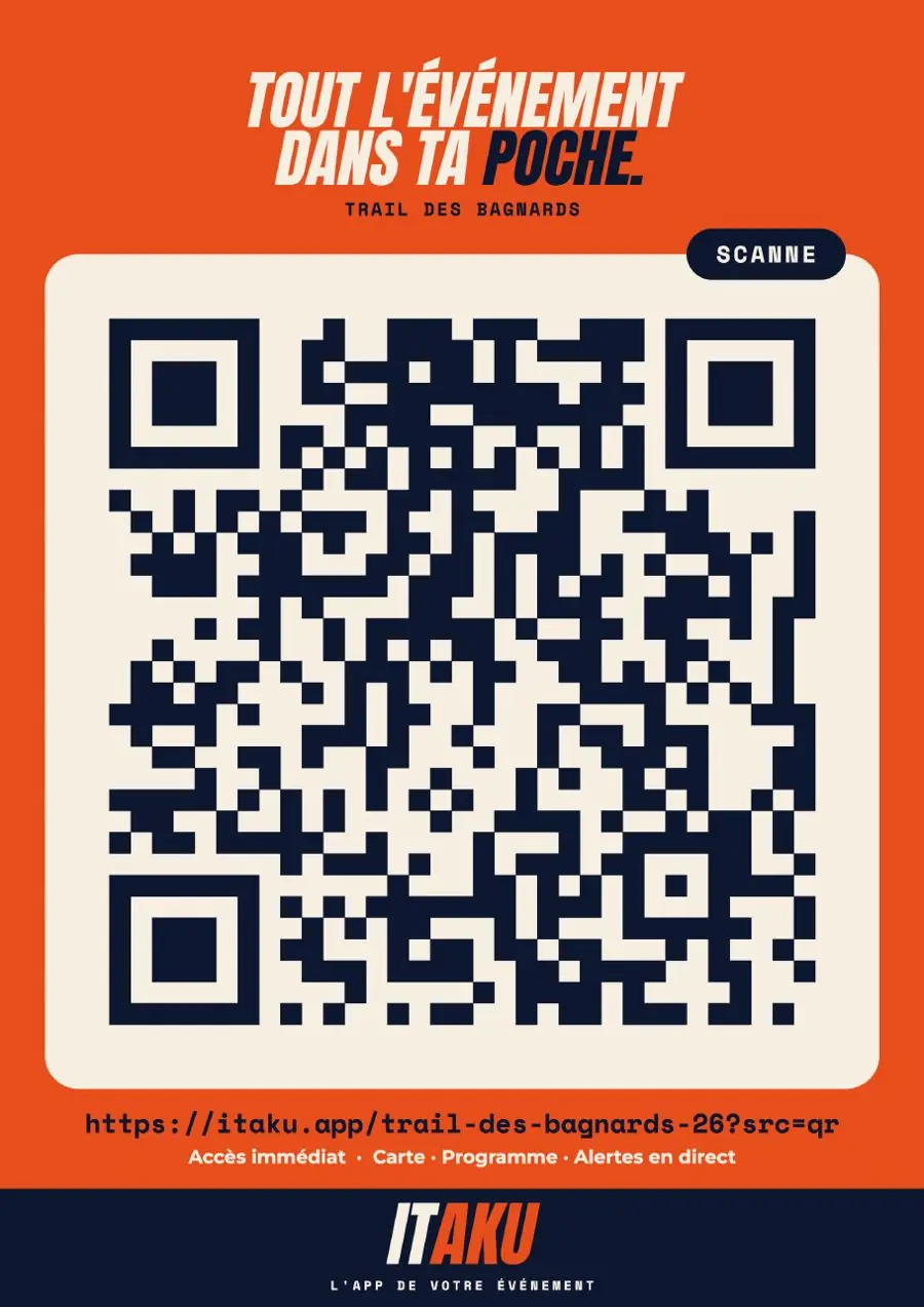 Affiche Itaku du Trail des Bagnards avec le QR code